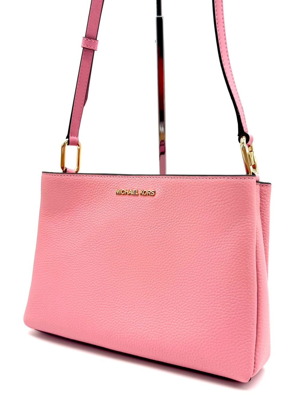 Michael Kors Trisha Medium Pebbled Leather Crossbody Bag Pink